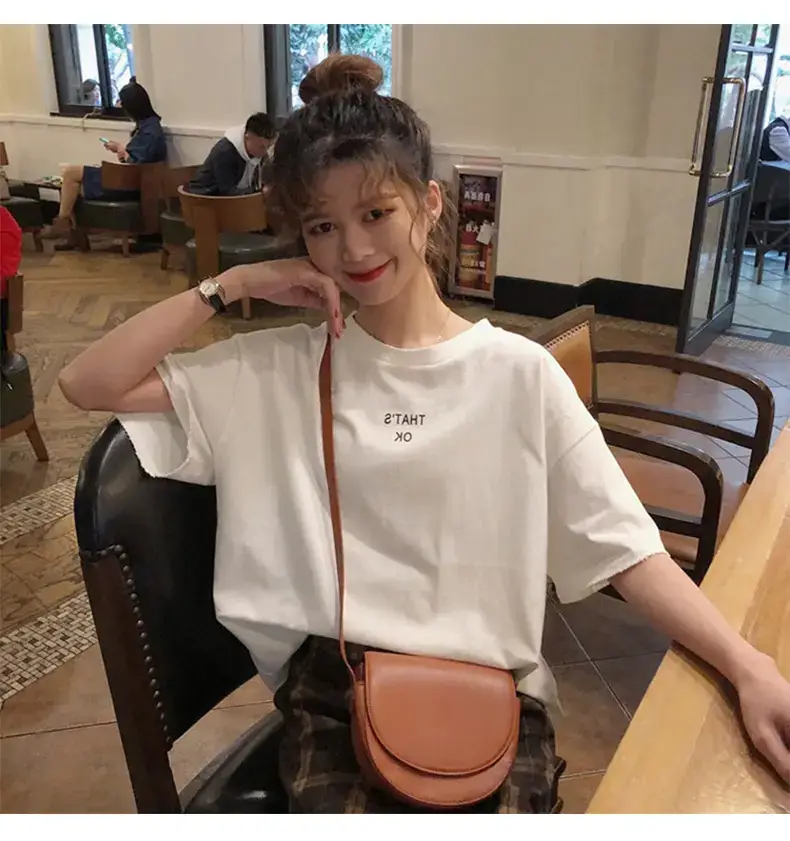 Women Blue T-Shirt Short Sleeve Korean Style 2025 — feature 13