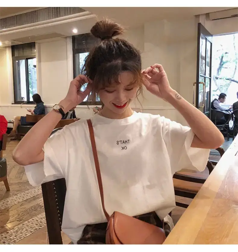 Women Blue T-Shirt Short Sleeve Korean Style 2025 — feature 15