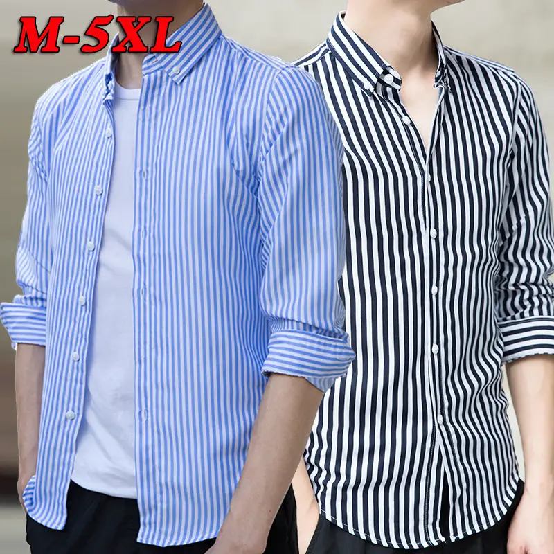 Men's Black & White Striped Long Sleeve Shirt 3/4 Sleeve - Image 13