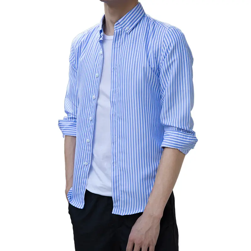 Men's Black & White Striped Long Sleeve Shirt 3/4 Sleeve - Image 17