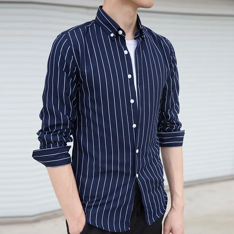 Men's Black & White Striped Long Sleeve Shirt 3/4 Sleeve - Image 3