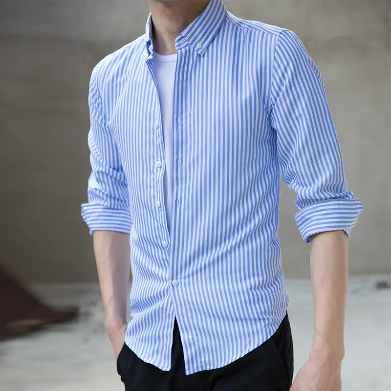 Men's Black & White Striped Long Sleeve Shirt 3/4 Sleeve - Image 4