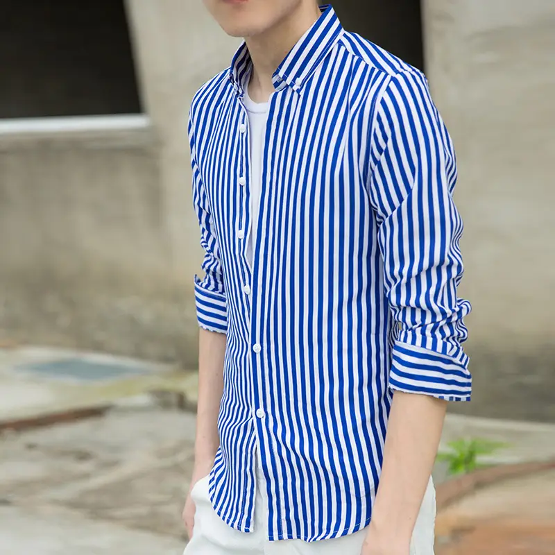 Men's Black & White Striped Long Sleeve Shirt 3/4 Sleeve - Image 5