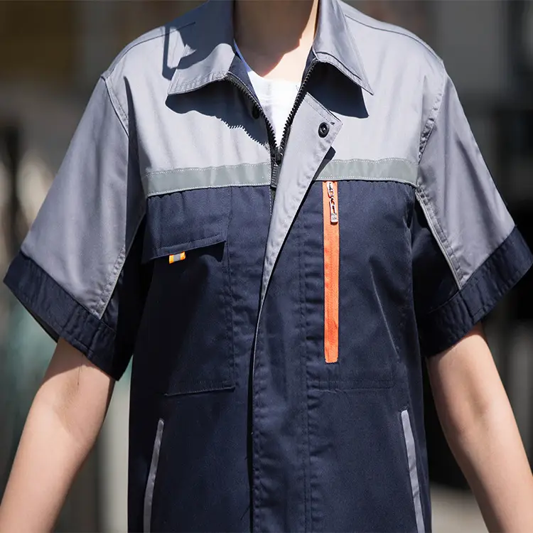 Printed Spliced Summer Work Suit Blue Yellow - Image 2