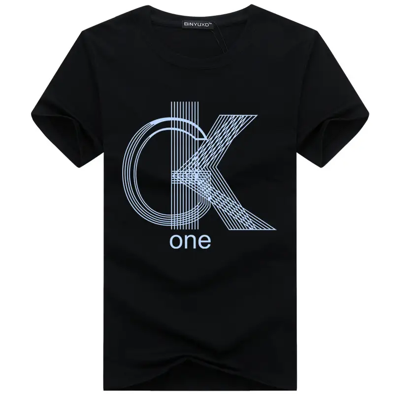 Men Black CK One Graphic T-Shirt Short Sleeve Slim Fit - Image 12