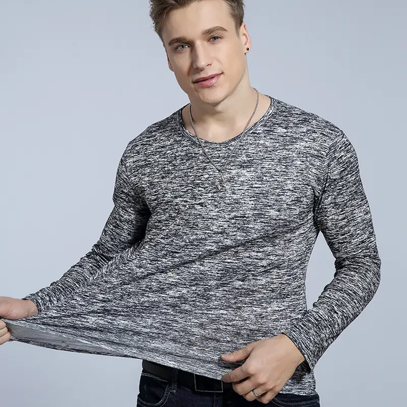 Men's Blue Marbled Long Sleeve T-Shirt - Image 7