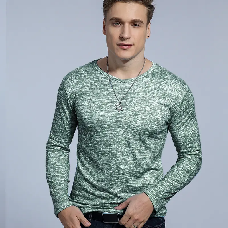 Men's Blue Marbled Long Sleeve T-Shirt - Image 5