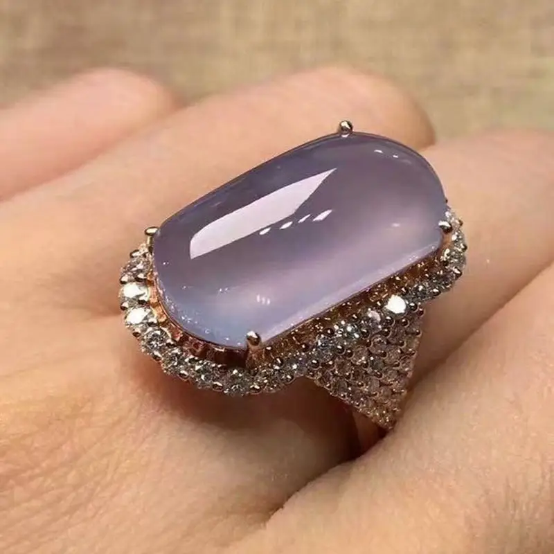 European American Cross Border Rose Gold Taro Crystal Ring - Image 5