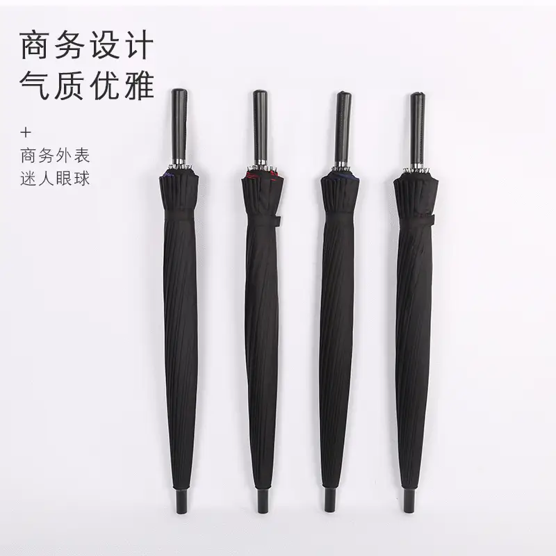 24-Bone Double Layer Umbrella Navy Blue Automatic Straight Handle - Image 7