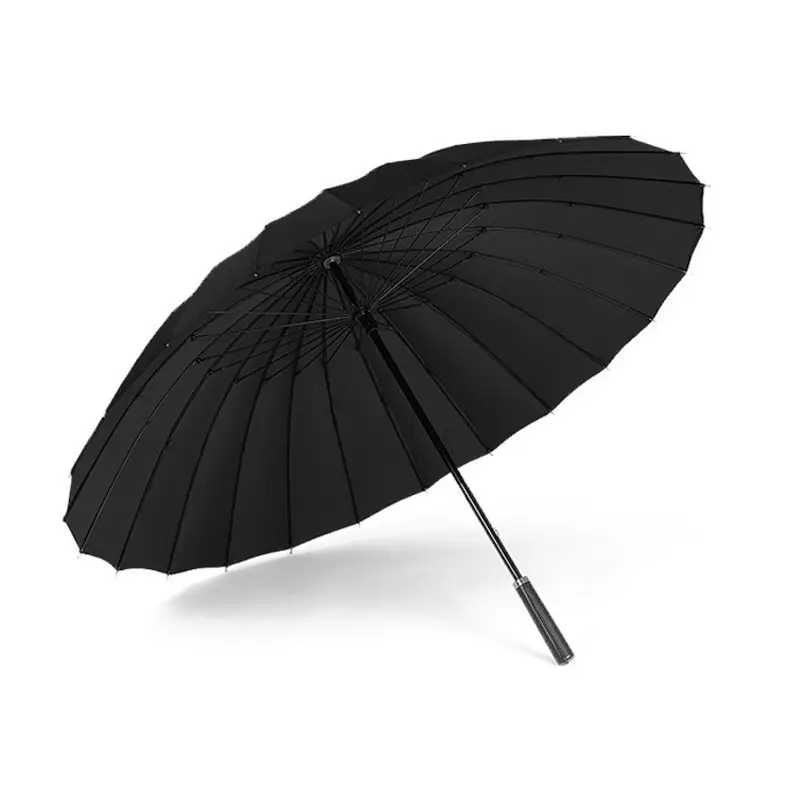 24-Bone Double Layer Umbrella Navy Blue Automatic Straight Handle - Image 4
