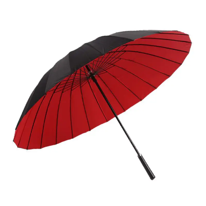 24-Bone Double Layer Umbrella Navy Blue Automatic Straight Handle - Image 9