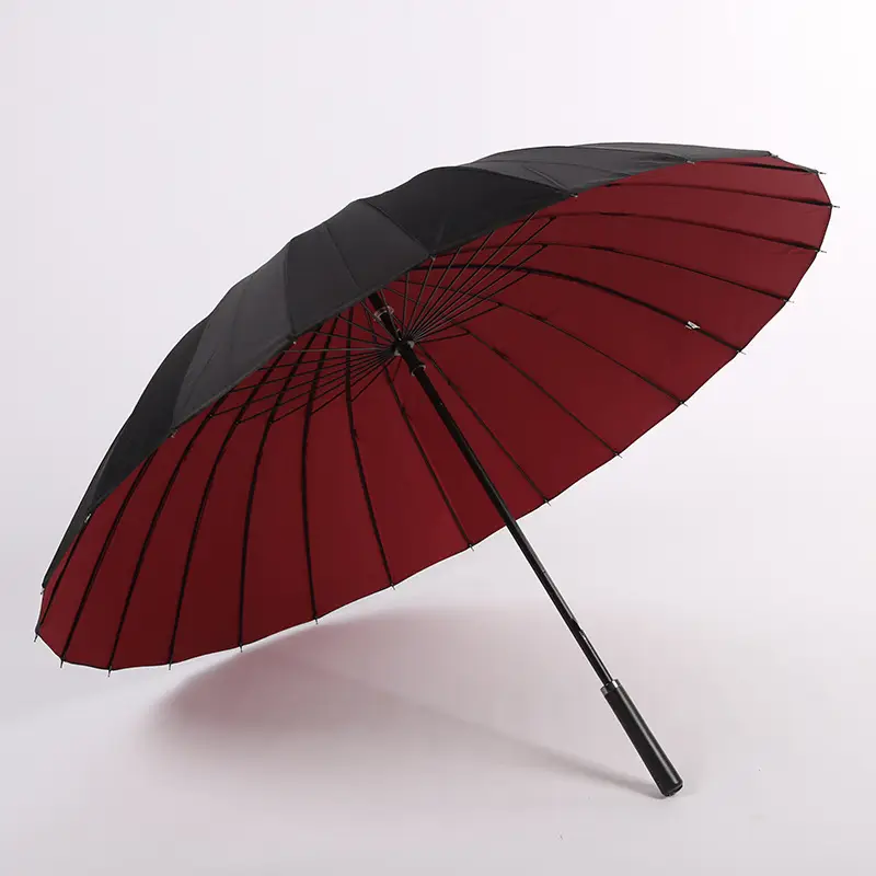24-Bone Double Layer Umbrella Navy Blue Automatic Straight Handle - Image 2