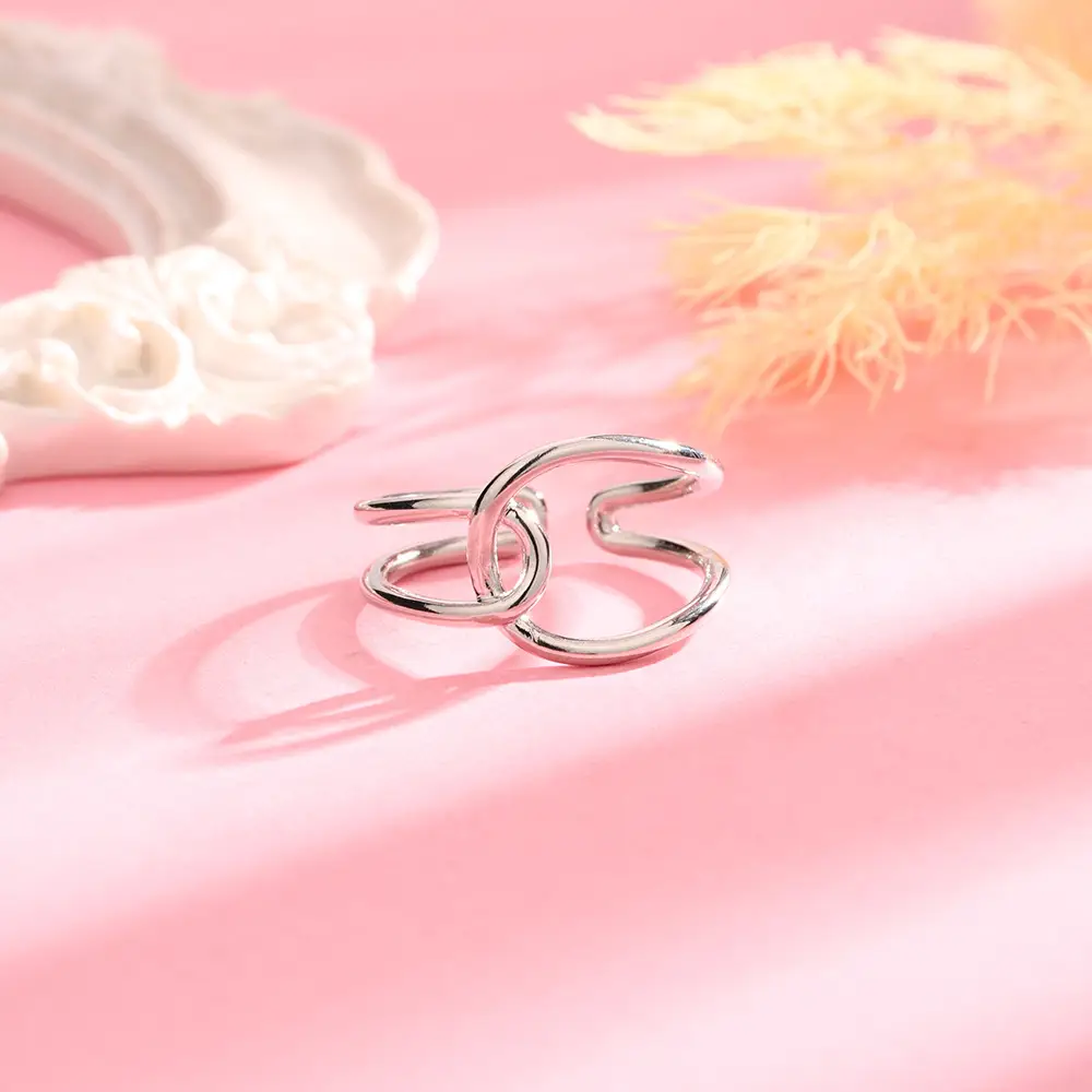 Adjustable Cold Style Cat Cross Geometric Ring - Image 4