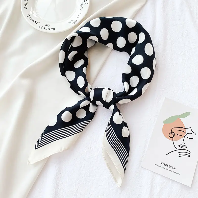 Spring Silk Scarf Polar Dot Print Elegant Decorative