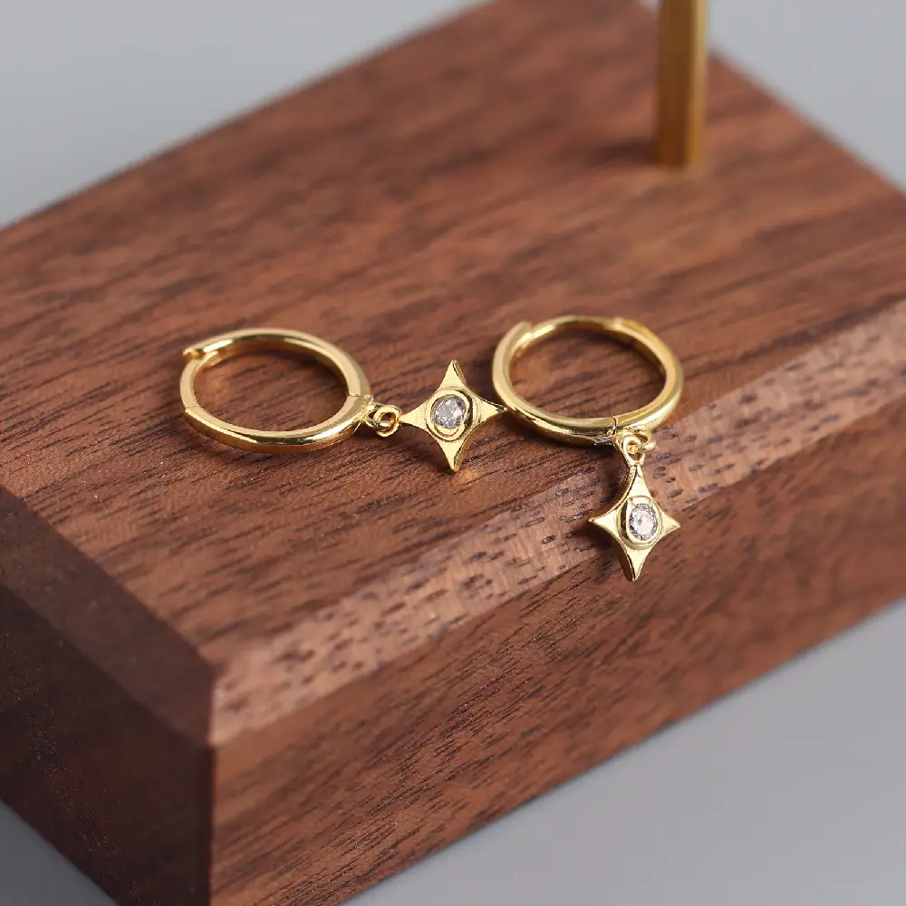 Gold Star Dangle Earrings for Women - Image 5