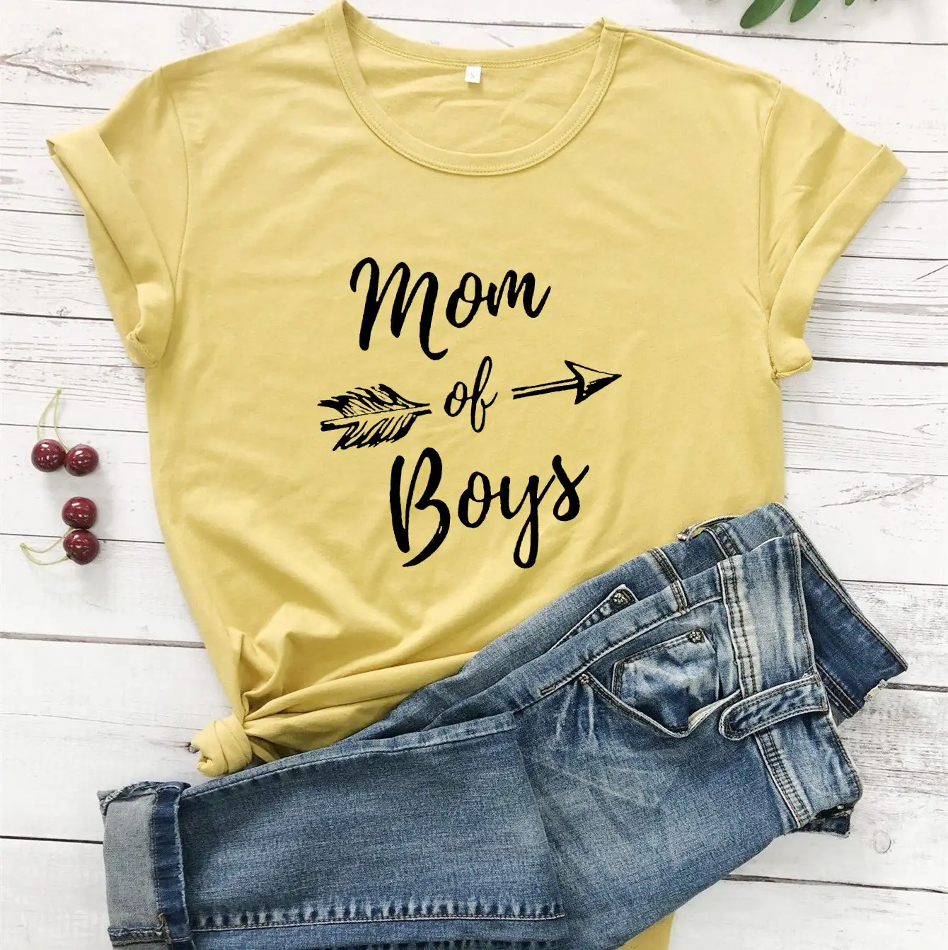 Pink Mom of Boys Tee with Arrow Design - Image 10