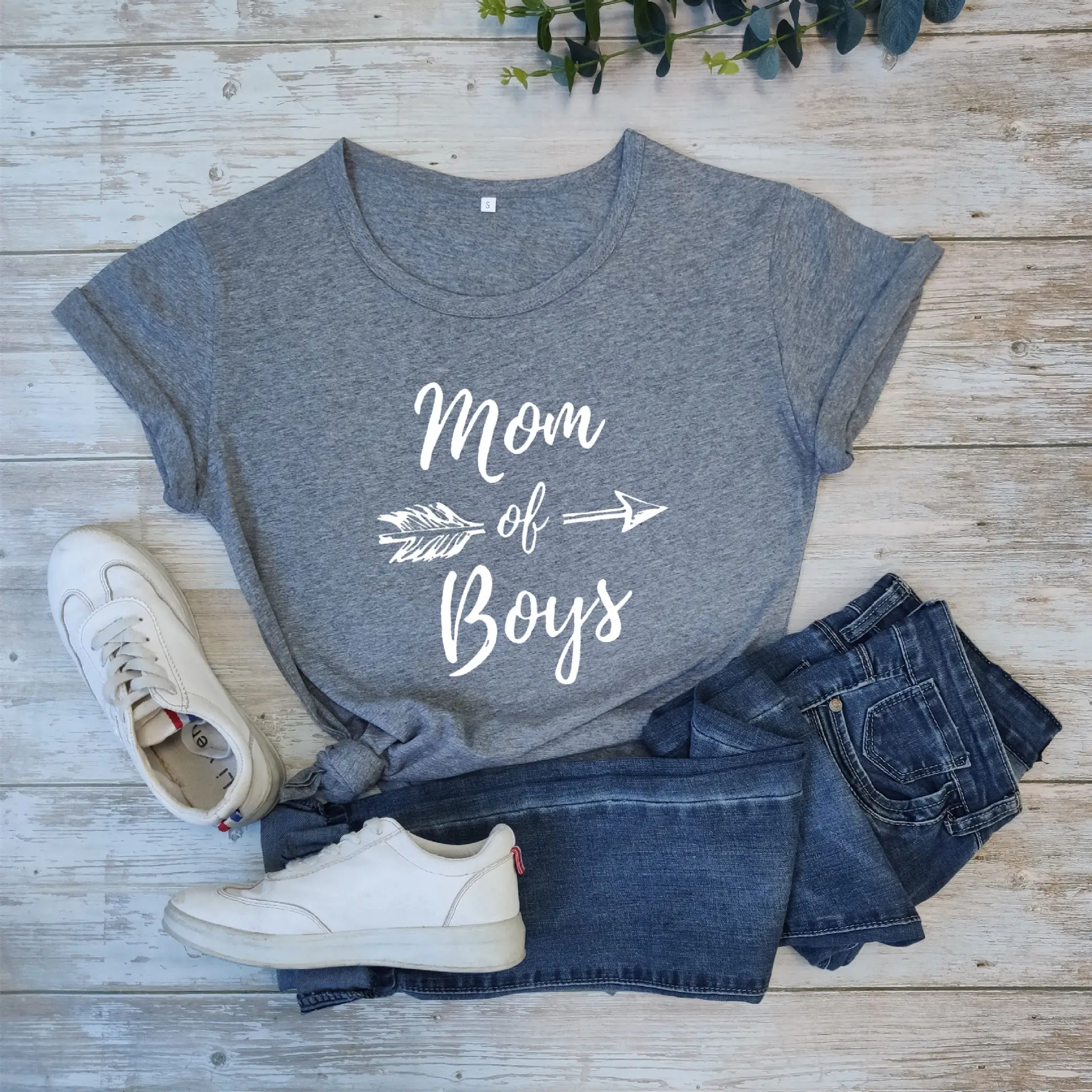 Pink Mom of Boys Tee with Arrow Design - Image 11