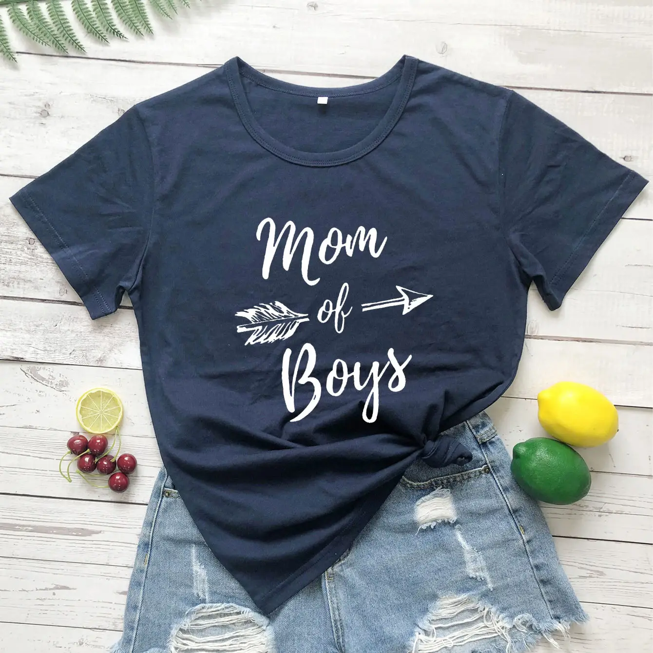 Pink Mom of Boys Tee with Arrow Design - Image 12