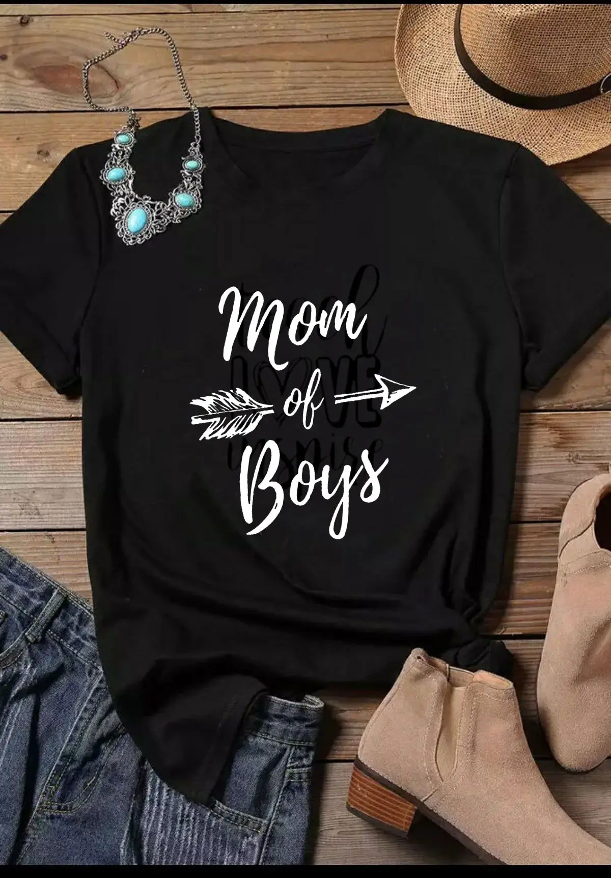 Pink Mom of Boys Tee with Arrow Design - Image 2