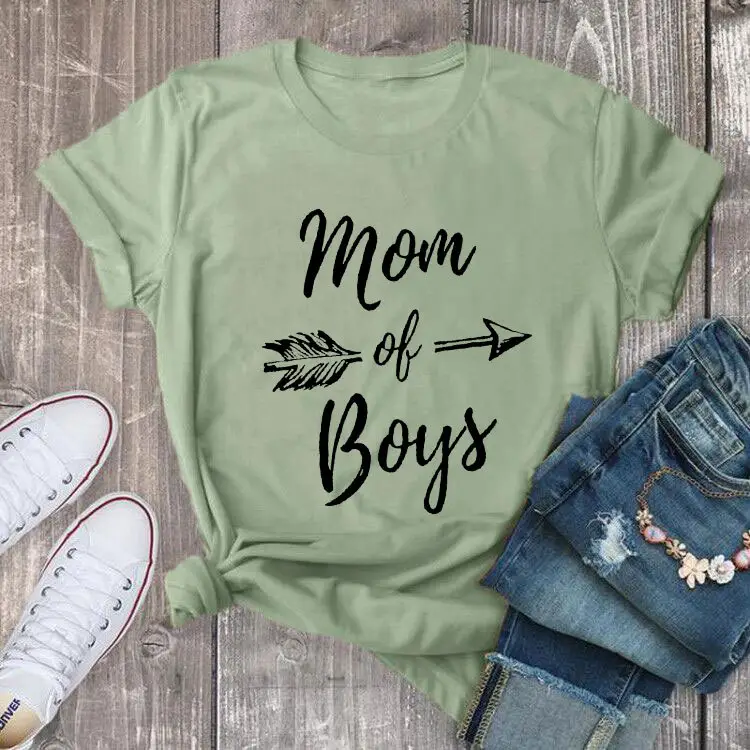 Pink Mom of Boys Tee with Arrow Design - Image 7
