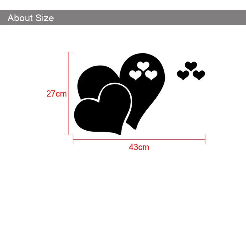 3D Acrylic Heart Mirror Wall Stickers for Living Room Decor