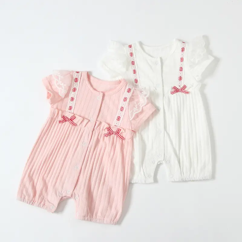 Baby White Bow Strap Shorts Suit for Girls - Image 4