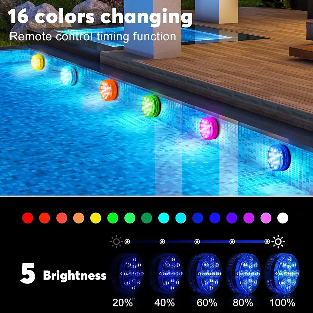 16 Color Rechargeable Led Swimming Pool Light Waterproof Remote Control — feature 23