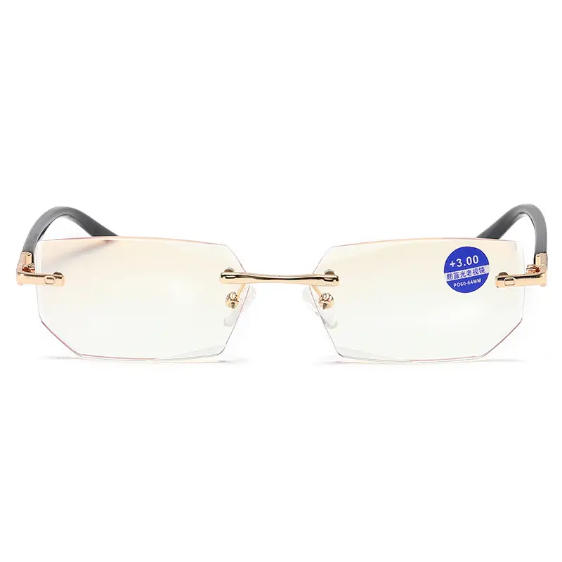 Frameless Cut Border Blue HD Presbyopia Glasses for Men Women