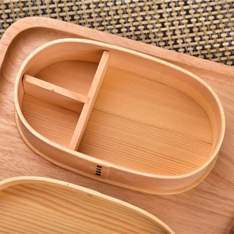 Japanese Wooden Lunch Box with 5 Compartments - Image 2