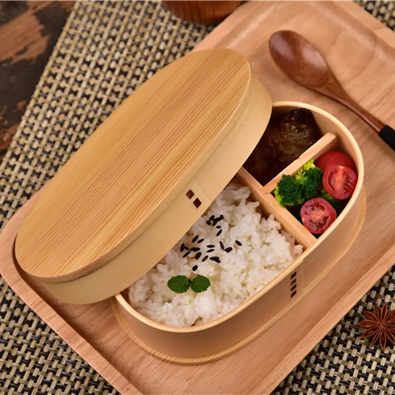 Japanese Wooden Lunch Box with 5 Compartments - Image 3