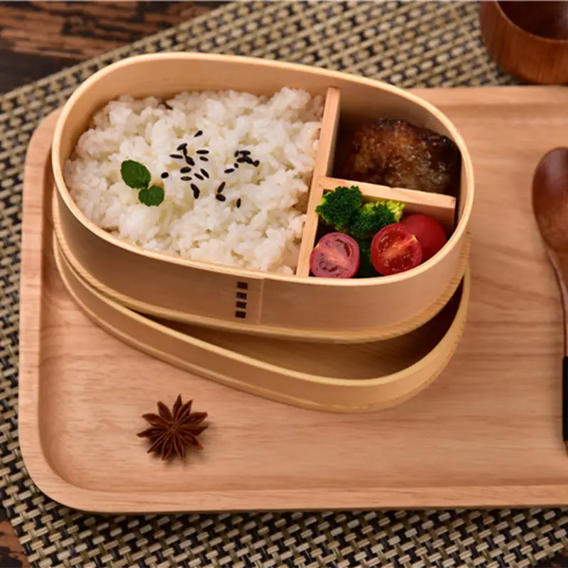 Japanese Wooden Lunch Box with 5 Compartments - Image 4