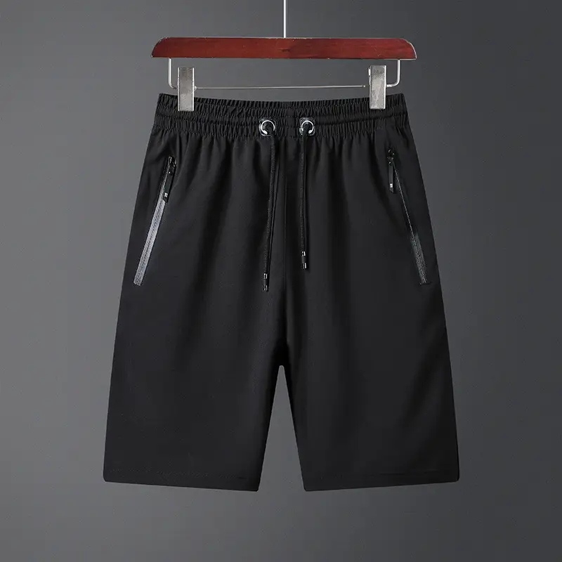 Men Grey Zipper Casual Shorts Large - Image 4