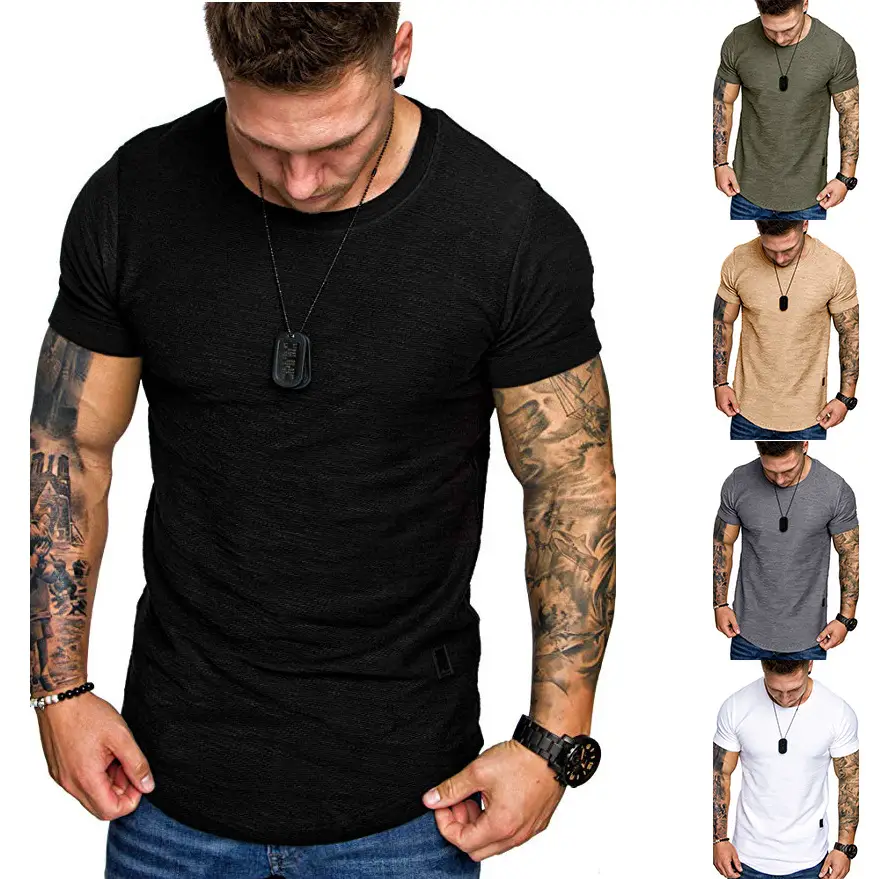 Men Grey Slim Fit T-Shirt 2020 Summer - Image 6