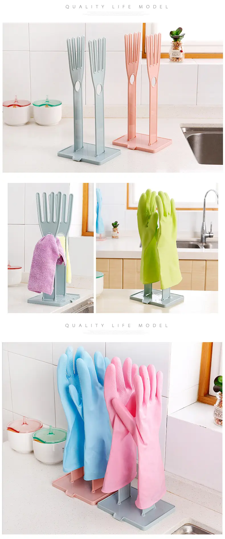 Silver Metal Kitchen Towel Rack with Drain Base — feature 9