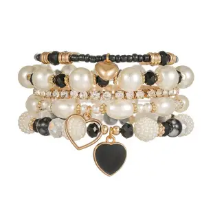 Black Frosted Stone Crown Lion Head Bracelet Set — feature 13