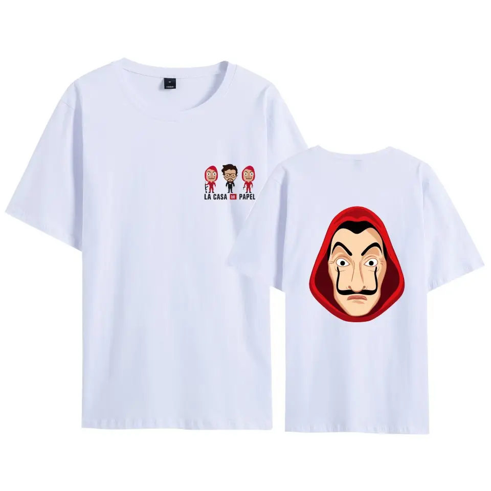 Men Women Black T-Shirt La Casa en Papel Mask Print - Image 7