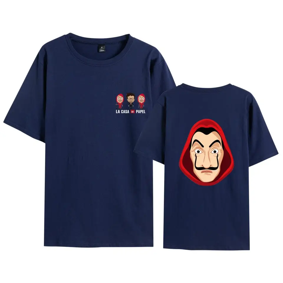 Men Women Black T-Shirt La Casa en Papel Mask Print - Image 9