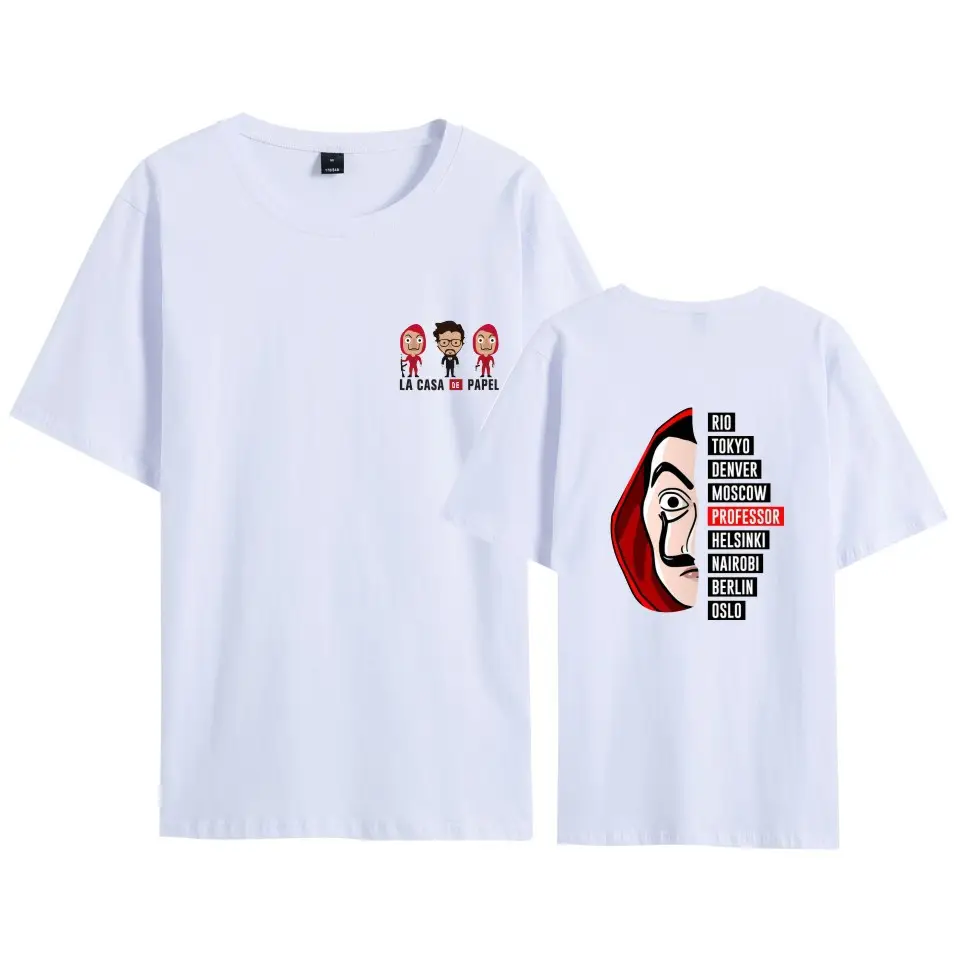 Men Women Black T-Shirt La Casa en Papel Mask Print - Image 13
