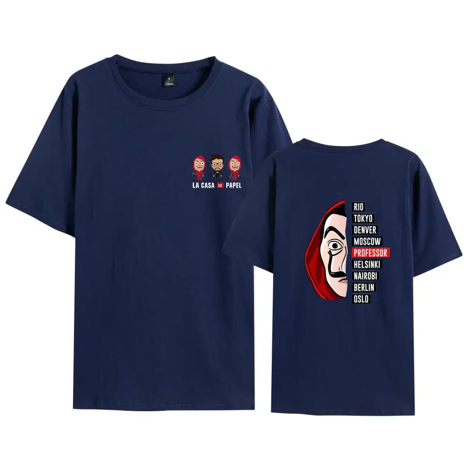 Men Women Black T-Shirt La Casa en Papel Mask Print - Image 15