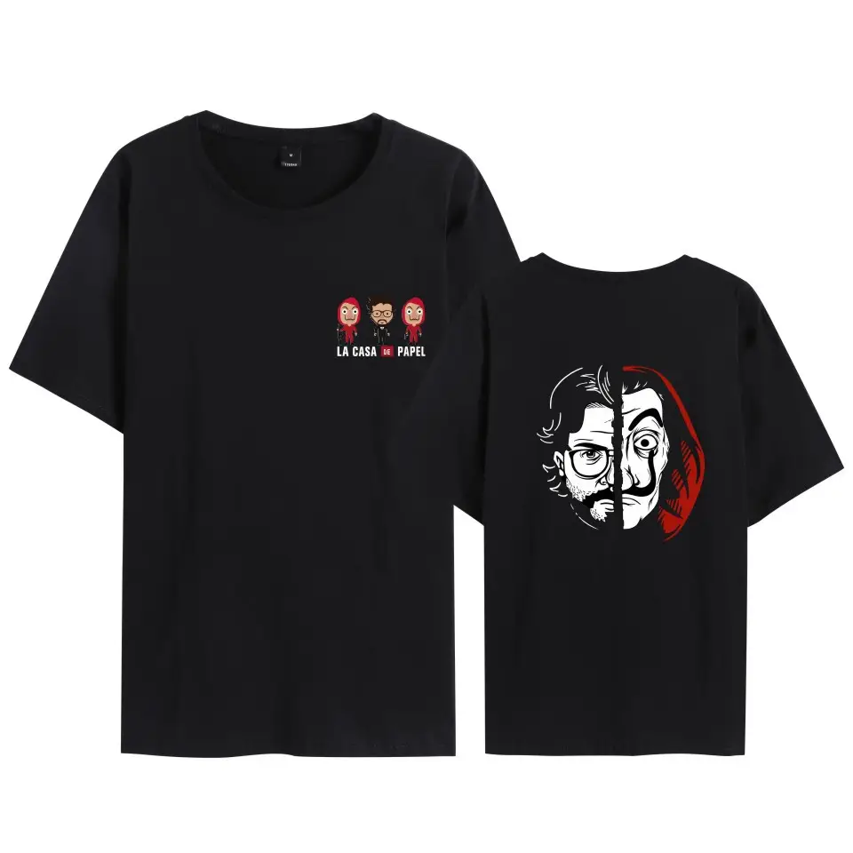 Men Women Black T-Shirt La Casa en Papel Mask Print - Image 18