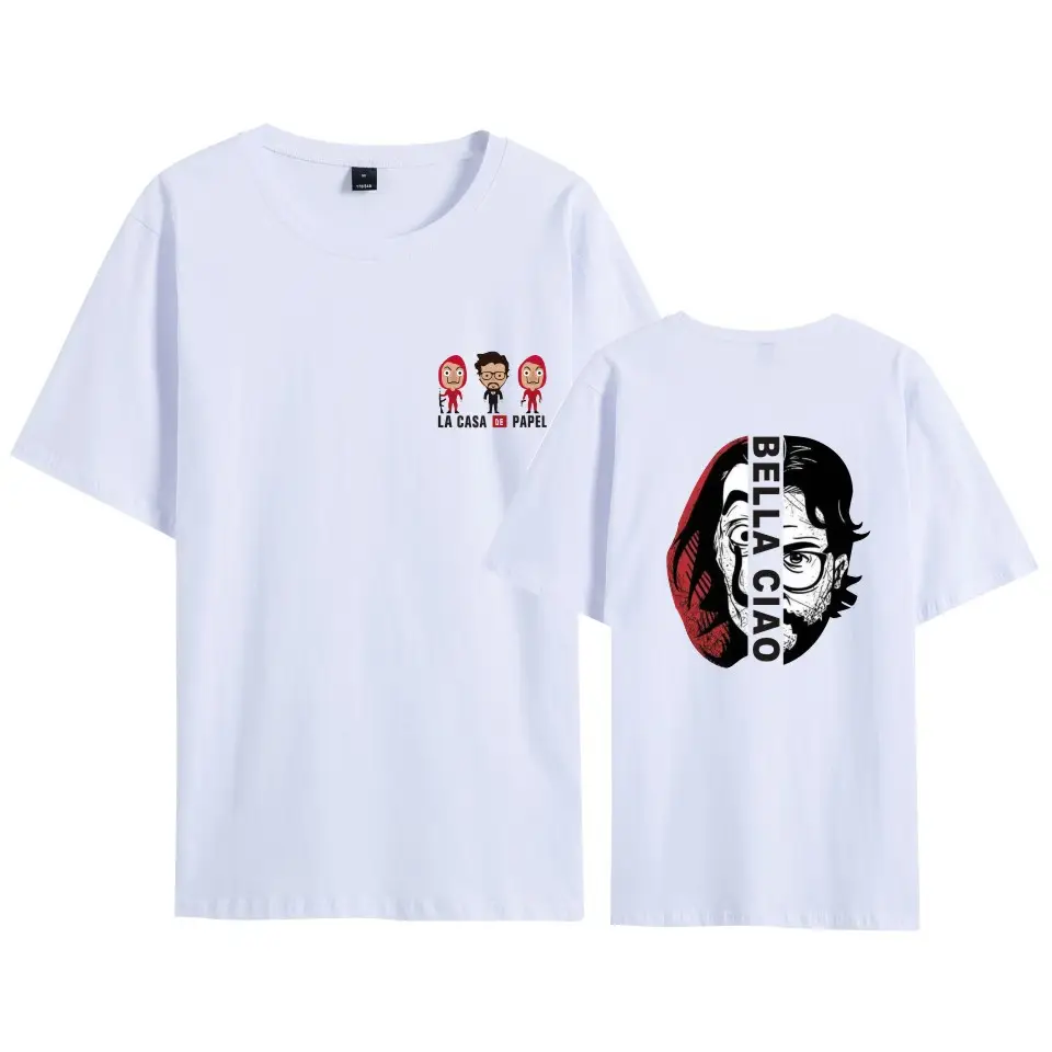 Men Women Black T-Shirt La Casa en Papel Mask Print - Image 1