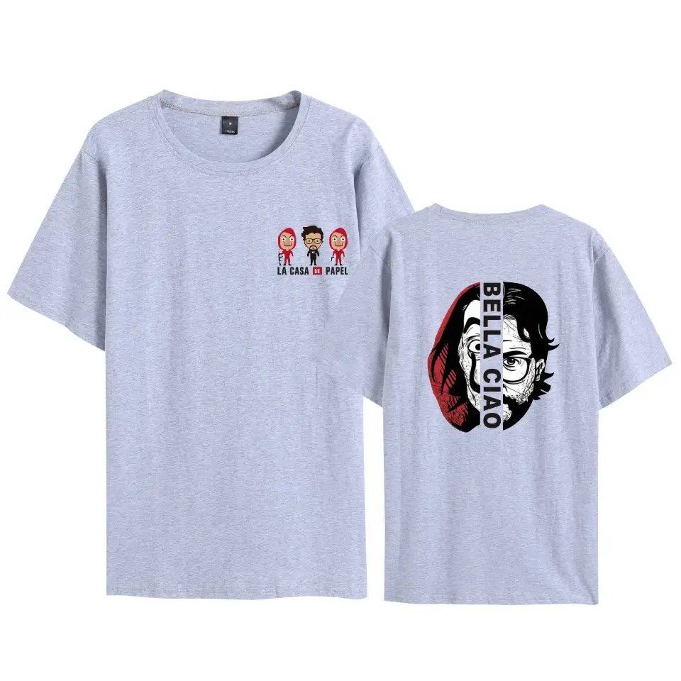 Men Women Black T-Shirt La Casa en Papel Mask Print - Image 2