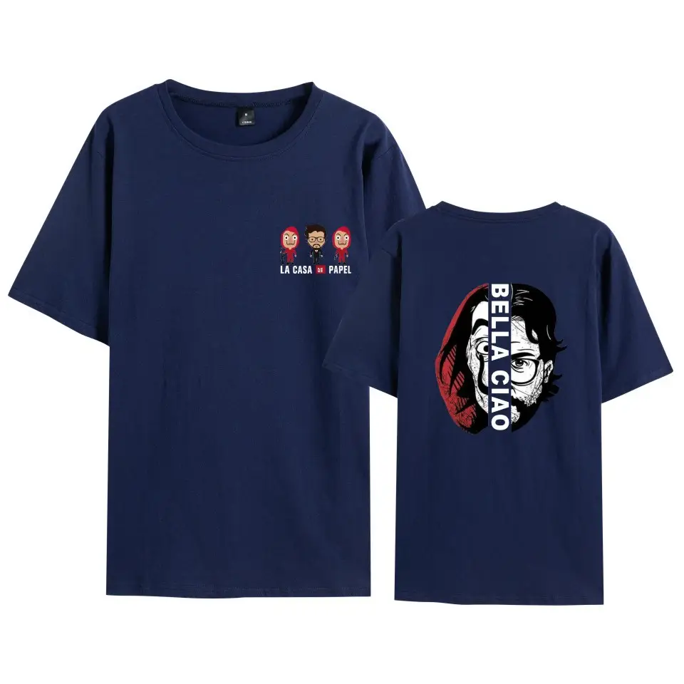 Men Women Black T-Shirt La Casa en Papel Mask Print - Image 3