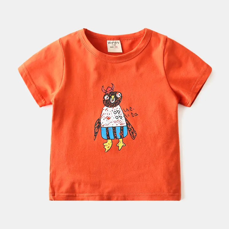 Yellow Kids T-Shirt with Dinosaur Print Crew Neck