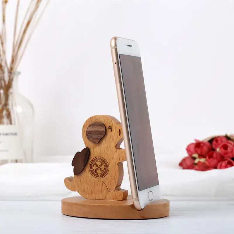 Wooden Cartoon Dog Mobile Phone Holder for Desk - Image 10