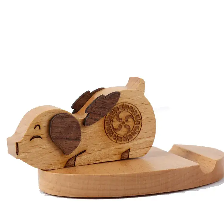 Wooden Cartoon Dog Mobile Phone Holder for Desk - Image 11