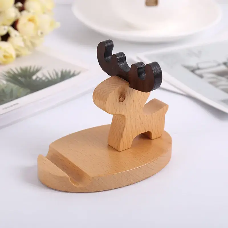 Wooden Cartoon Dog Mobile Phone Holder for Desk - Image 2