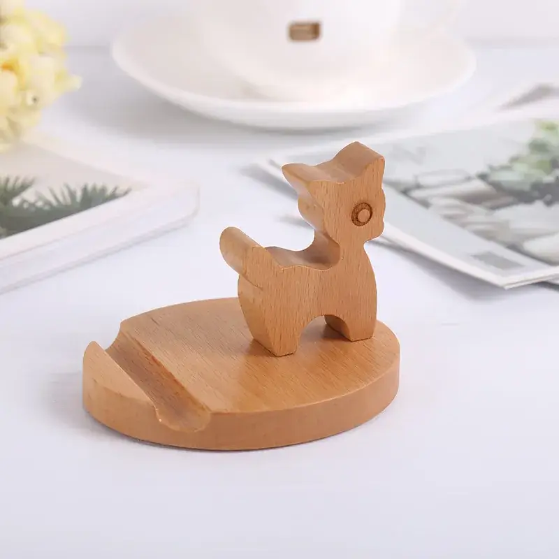 Wooden Cartoon Dog Mobile Phone Holder for Desk - Image 3