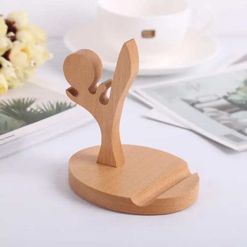 Wooden Cartoon Dog Mobile Phone Holder for Desk - Image 4