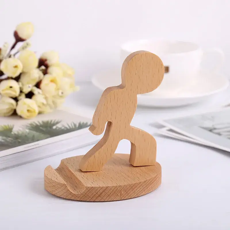 Wooden Cartoon Dog Mobile Phone Holder for Desk - Image 6